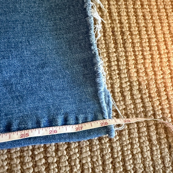 MOTHER Blue Flare Jeans with Frayed Hem - Picture 4 of 8